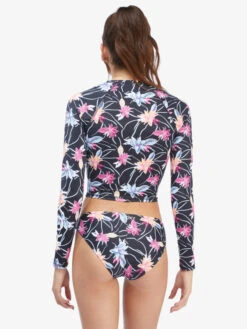 Roxy Active Cropped Long Sleeve UPF 50 Rashguard -Roxy Swimwear Shop arjwr03170 roxyw kvj6 bck1