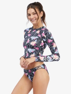 Roxy Active Cropped Long Sleeve UPF 50 Rashguard -Roxy Swimwear Shop arjwr03170 roxyw kvj6 sd2