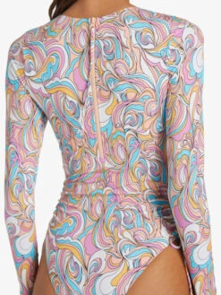 Roxy Warm Sand Onesie Active Cropped UPF 50 Long Sleeve Rashguard -Roxy Swimwear Shop arjwr03205 roxyw mdr6 frt5