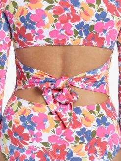 Roxy Bloomin Babe Long Sleeve One-Piece Swimsuit -Roxy Swimwear Shop arjwr03216 roxyw mjy5 bck2