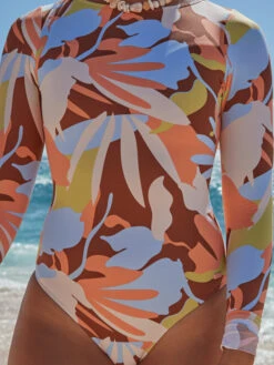 Roxy Floraldelic Printed Long Sleeve UPF 50 Swimsuit -Roxy Swimwear Shop erjwr03614 roxyl cpq6 bck2