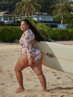 Roxy Floraldelic Printed Long Sleeve UPF 50 Swimsuit -Roxy Swimwear Shop erjwr03614 roxyl cpq6 bck3