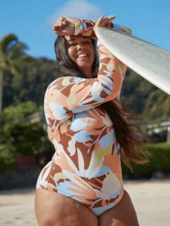 Roxy Floraldelic Printed Long Sleeve UPF 50 Swimsuit