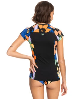 Roxy Caps Sleeve Short Sleeve Zip-Up Rashguard -Roxy Swimwear Shop erjwr03639 roxyw kvj6 bck1
