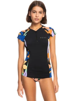 Roxy Caps Sleeve Short Sleeve Zip-Up Rashguard
