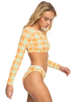 Roxy Wavy Babe Cropped Long Sleeve Rashguard -Roxy Swimwear Shop erjwr03655 roxyw gbg6 frt2