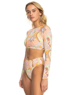 Roxy Delic Long Sleeve Cropped Rashguard -Roxy Swimwear Shop erjwr03664 roxyw ngz6 frt2