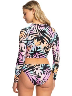 Roxy Active Cropped Long Sleeve Rashguard -Roxy Swimwear Shop erjwr03671 roxyw kvj4 bck1