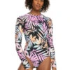 Roxy Active UPF 50 Long Sleeve Back Zip One Piece Swimsuit