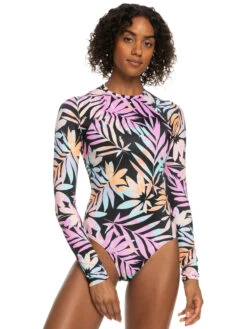 Roxy Active UPF 50 Long Sleeve Back Zip One Piece Swimsuit