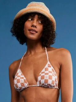 Roxy Check It Tiki Triangle Bikini Top -Roxy Swimwear Shop erjx304918 roxym ckl5 frt1
